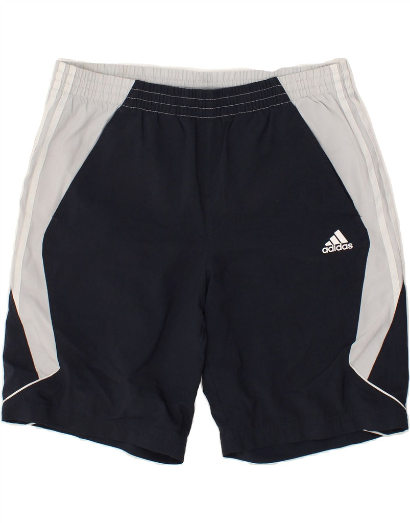 ADIDAS Mens Climalite Sport Shorts Medium Navy Blue Colourblock Polyester | Vintage Adidas | Thrift | Second-Hand Adidas | Used Clothing | Messina Hembry 