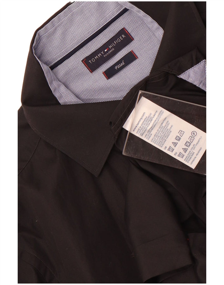 Tommy Hilfiger Mens Tailored Fitted Shirt Size 40 Medium Black Cotton