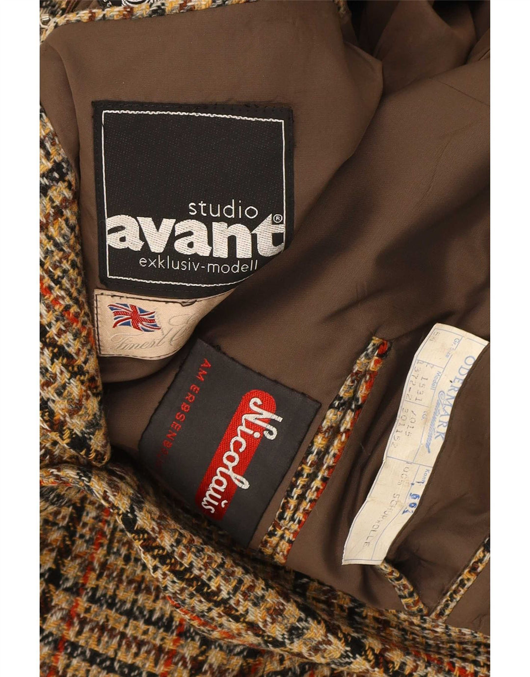 Avant Mens 2 Button Blazer Jacket IT 54 2XL Brown Check Wool