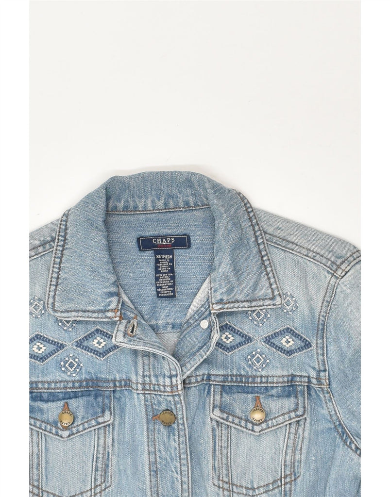 CHAPS Womens Denim Jacket UK 6 XS Blue Cotton | Vintage Chaps | Thrift | Second-Hand Chaps | Used Clothing | Messina Hembry 