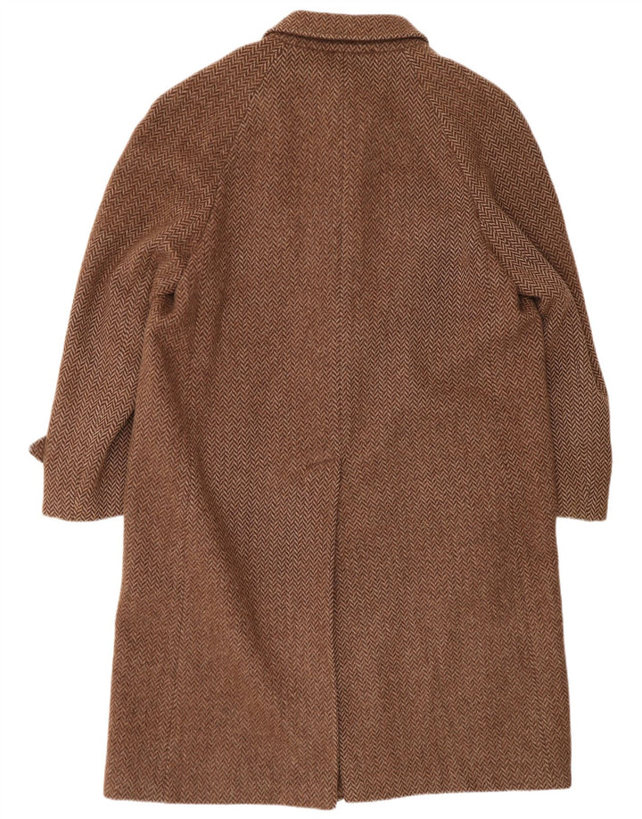 Facis Mens Overcoat UK 40 Large Brown Herringbone