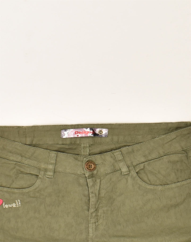 DESIGUAL Womens Skinny Casual Trousers W28 L32 Khaki Cotton | Vintage Desigual | Thrift | Second-Hand Desigual | Used Clothing | Messina Hembry 