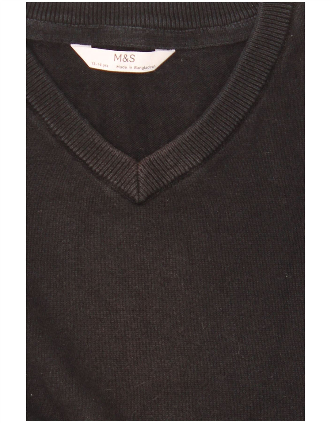 Marks & Spencer Boys V-Neck Jumper Sweater 13-14 Years Black