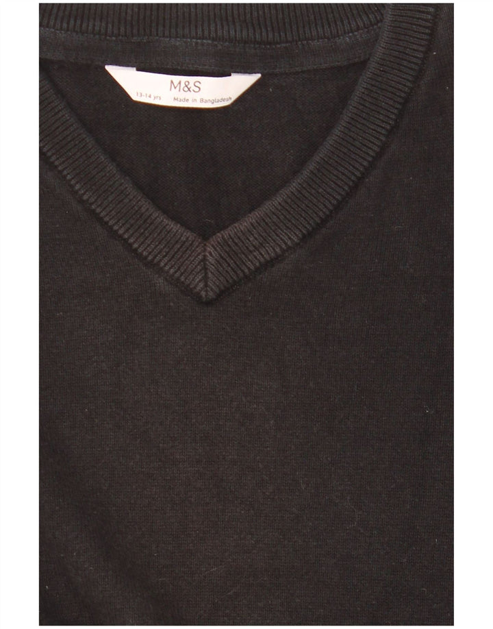 Marks & Spencer Boys V-Neck Jumper Sweater 13-14 Years Black