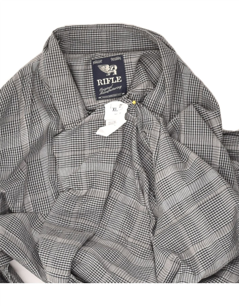 RIFLE Mens Shirt XL Grey Check Cotton | Vintage Rifle | Thrift | Second-Hand Rifle | Used Clothing | Messina Hembry 