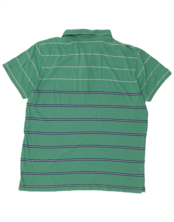 MARLBORO CLASSICS Mens Polo Shirt 2XL Green Striped Cotton