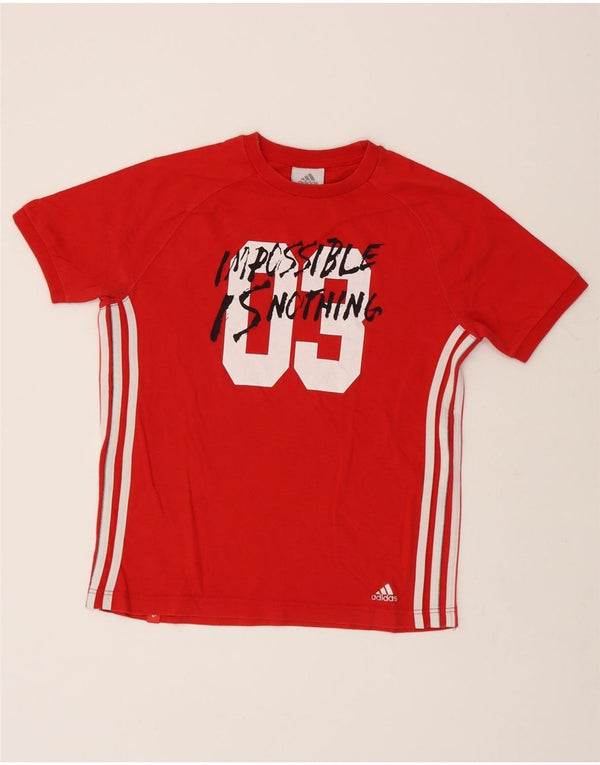 ADIDAS Boys Graphic T-Shirt Top 13-14 Years Red Cotton