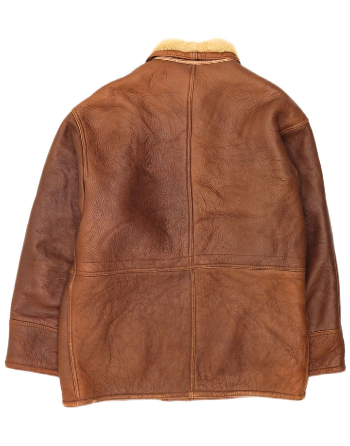 Vintage Mens Shearling Jacket UK 38 Medium Brown