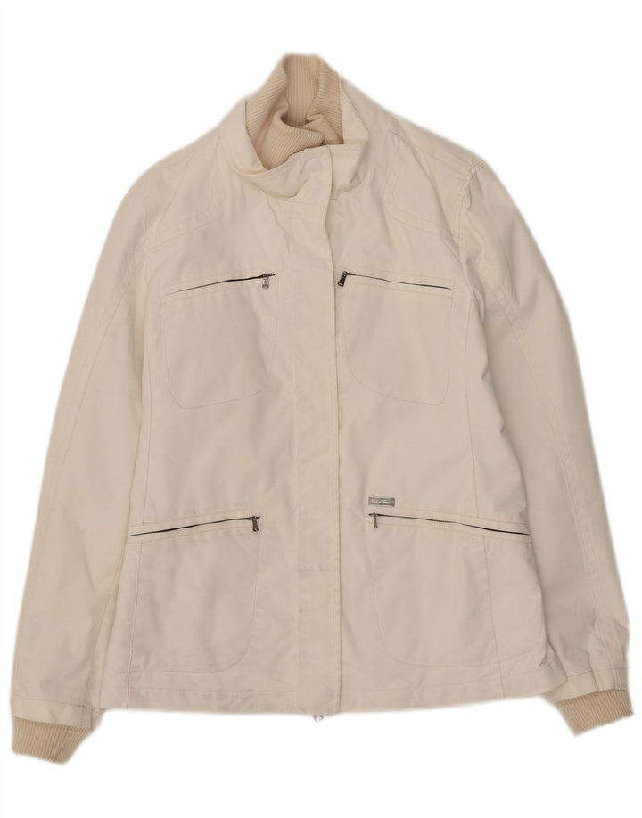 Conte of Florence Womens Utility Jacket IT 42 Medium White Nylon