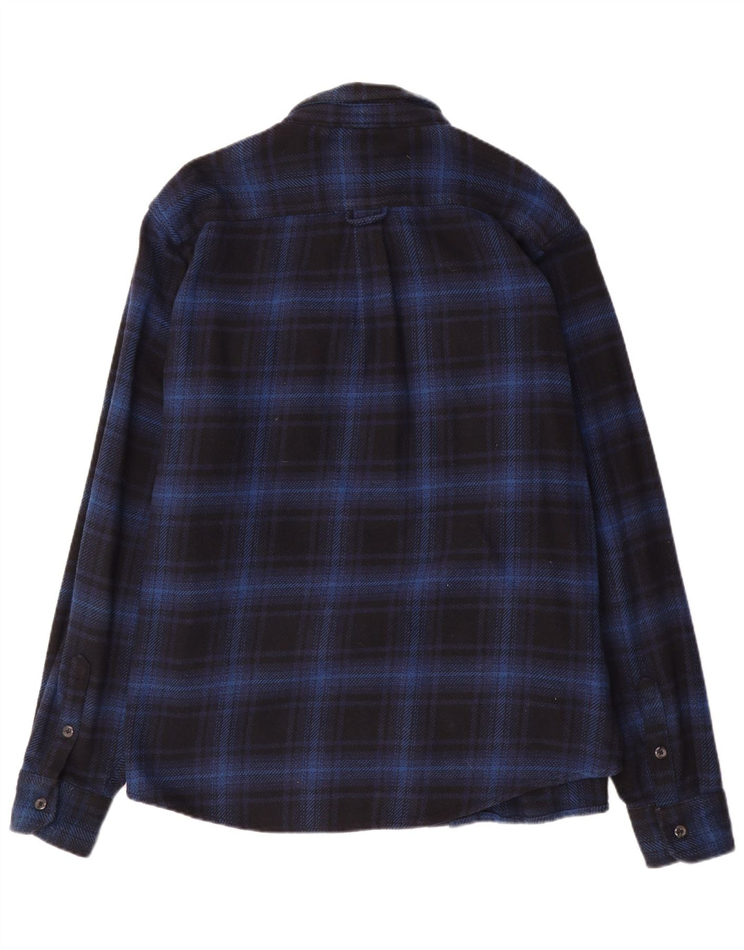 Orvis Mens Flannel Shirt XL Navy Blue Check Cotton