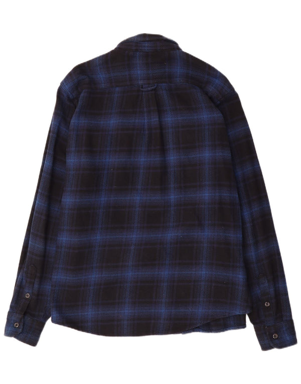 Orvis Mens Flannel Shirt XL Navy Blue Check Cotton