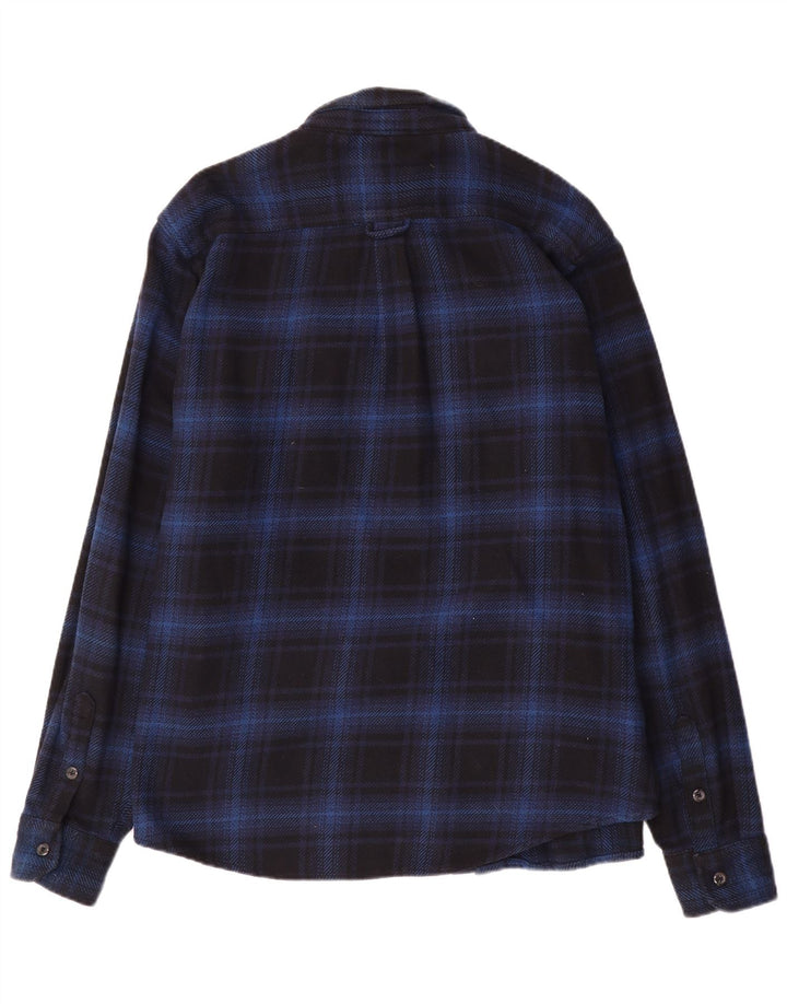 Orvis Mens Flannel Shirt XL Navy Blue Check Cotton