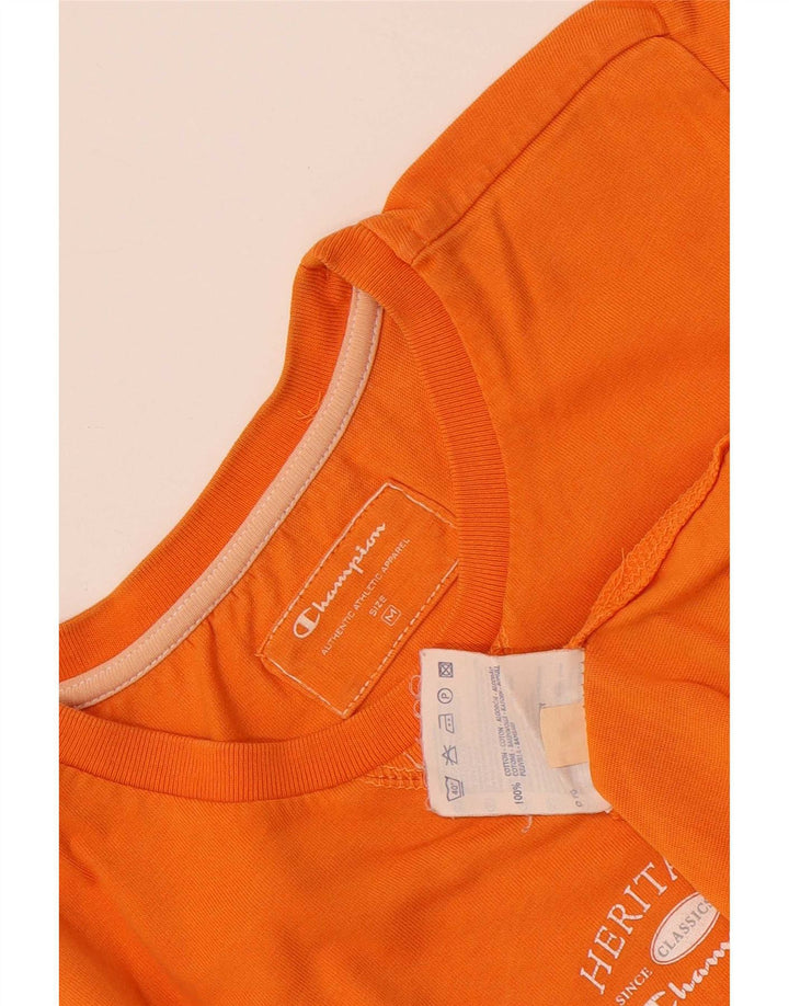 Champion Womens Heritage Classics T-Shirt Top UK 12 Medium Orange Cotton
