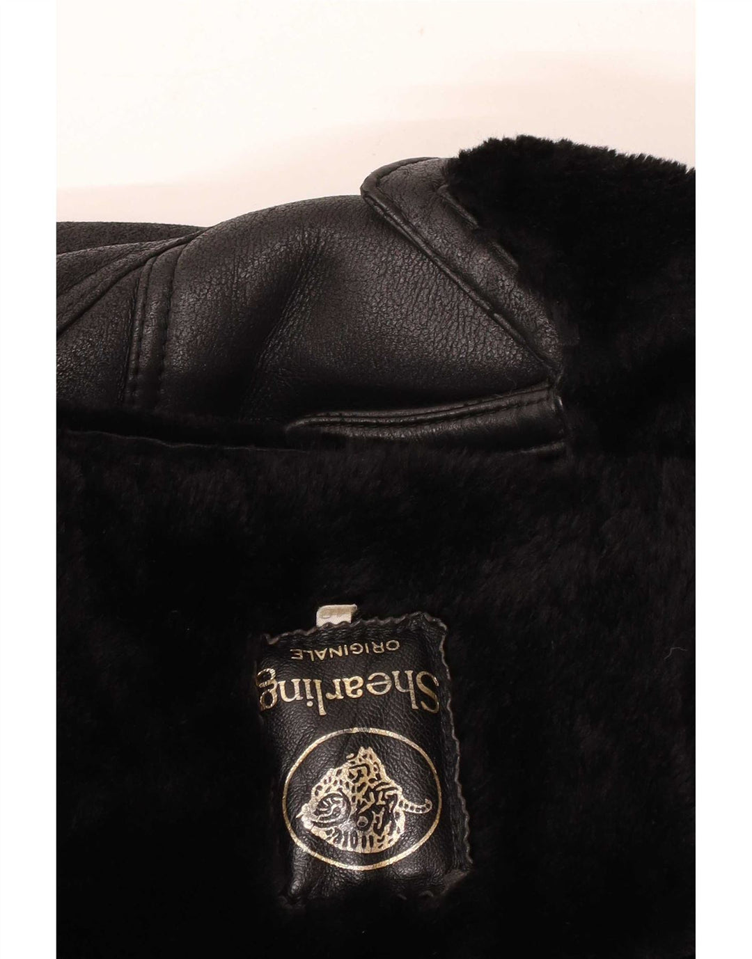 Vintage Womens Loose Fit Shearling Jacket EU 48 2XL Black Classic