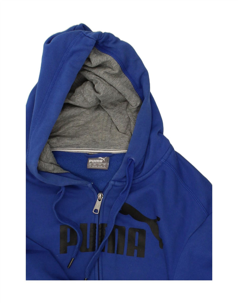 PUMA Mens Graphic Zip Hoodie Sweater Small Blue Cotton | Vintage Puma | Thrift | Second-Hand Puma | Used Clothing | Messina Hembry 