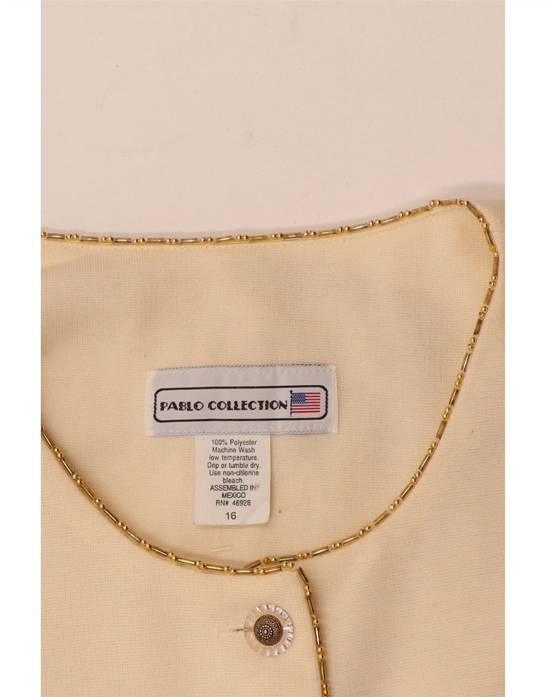 Vintage Womens 5 Button Blazer Jacket UK 16 Large Off White Polyester