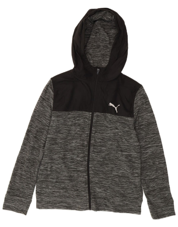PUMA Boys Zip Hoodie Sweater 14-15 Years Large  Grey Colourblock Polyester
