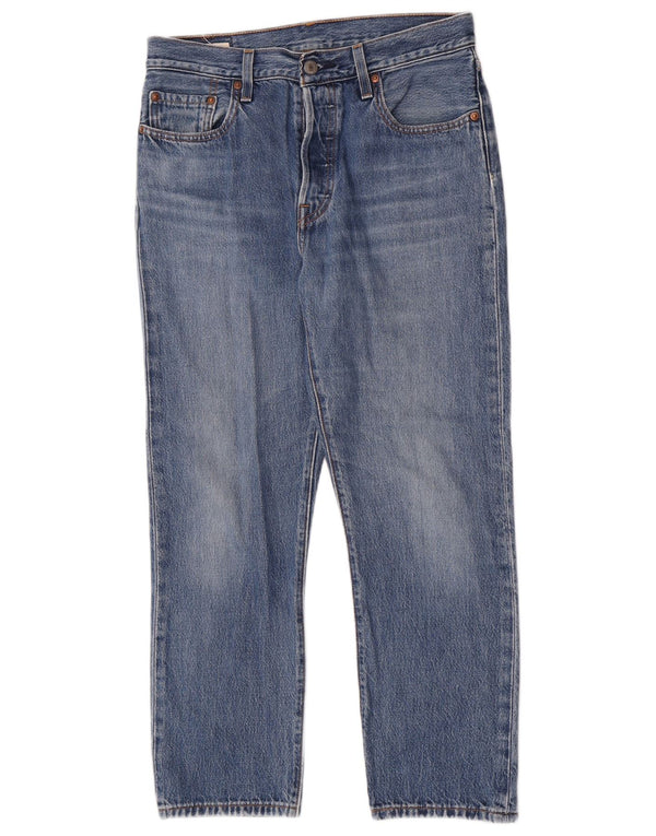 Levi's Womens 501 Crop Straight Jeans W28 L26 Blue Cotton