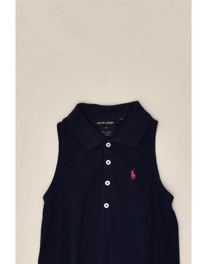 RALPH LAUREN Girls Drop Waist Sleeveless Polo Dress 4-5 Years Navy Blue | Vintage Ralph Lauren | Thrift | Second-Hand Ralph Lauren | Used Clothing | Messina Hembry 