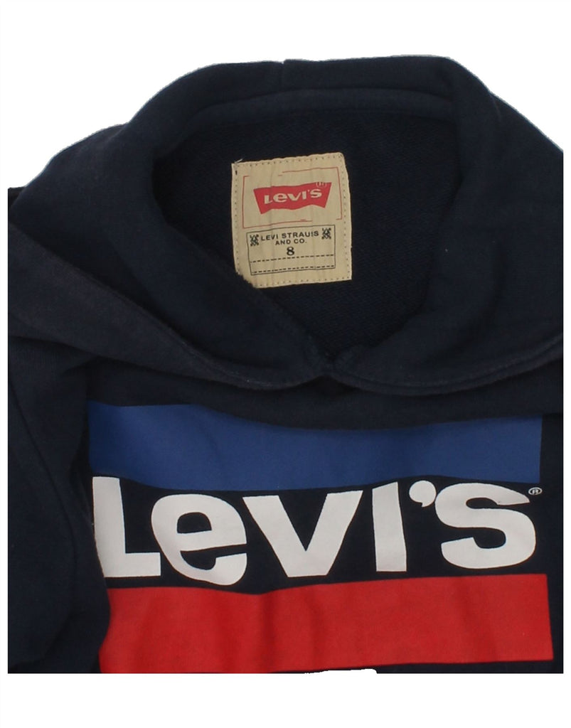 LEVI'S Boys Graphic Hoodie Jumper 7-8 Years Navy Blue Cotton | Vintage Levi's | Thrift | Second-Hand Levi's | Used Clothing | Messina Hembry 