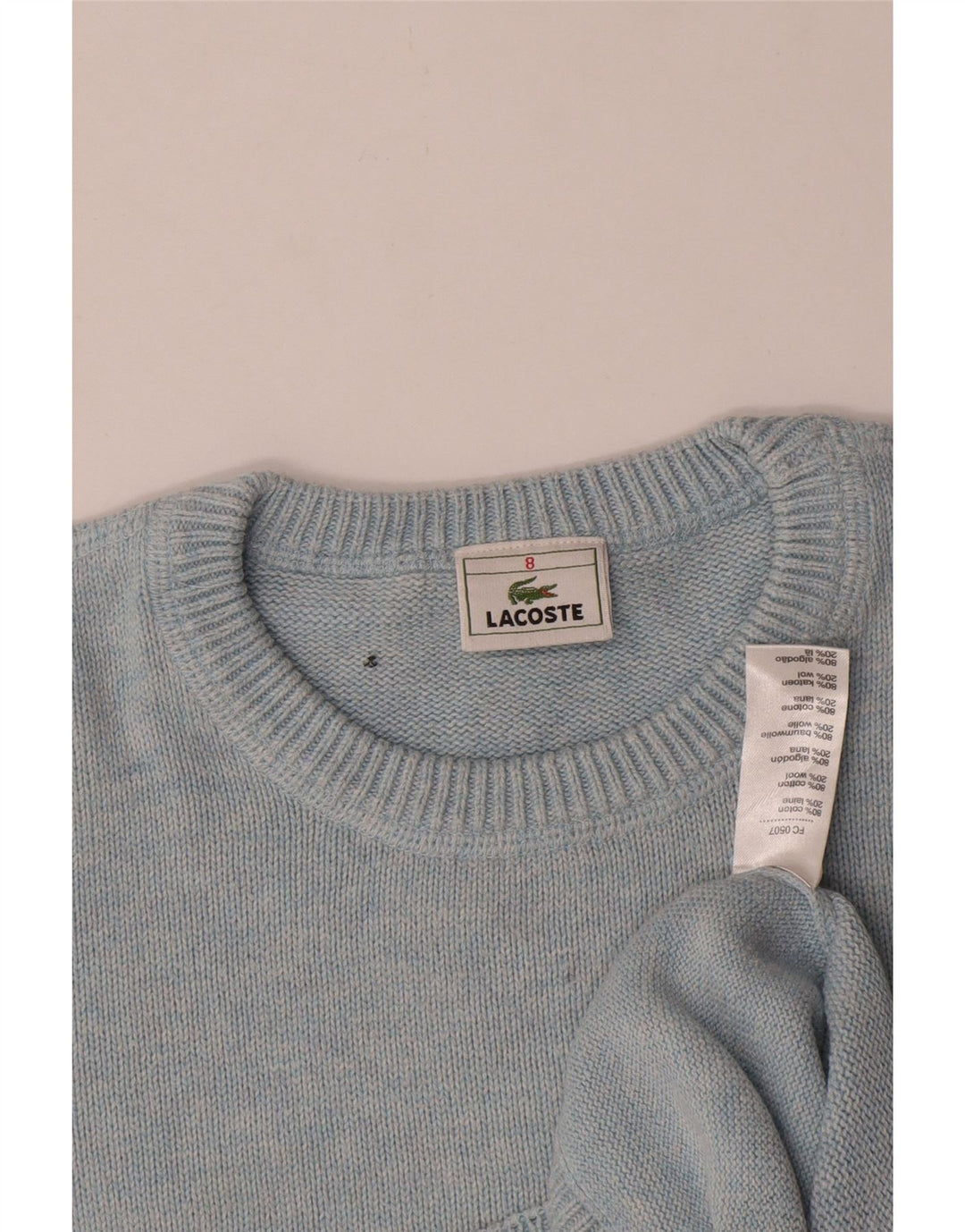 Lacoste Boys Boat Neck Jumper Sweater 7-8 Years Blue Cotton