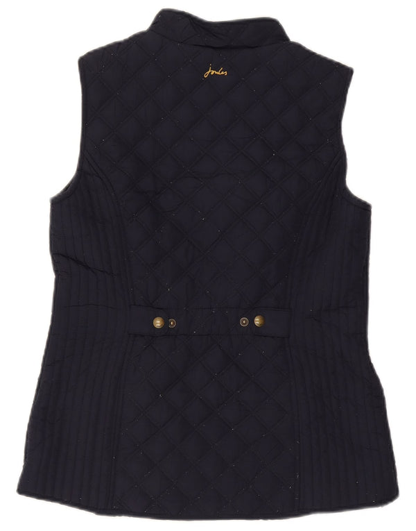 Joules Womens Quilted Gilet UK 10 Small Navy Blue Polyester