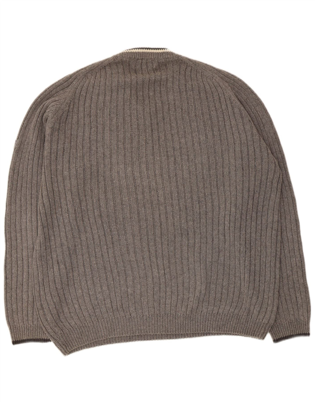 Tom Tailor Mens V-Neck Jumper Sweater XL Grey Ramie
