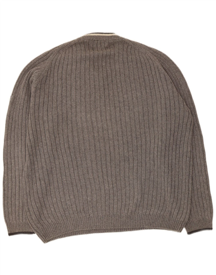 Tom Tailor Mens V-Neck Jumper Sweater XL Grey Ramie