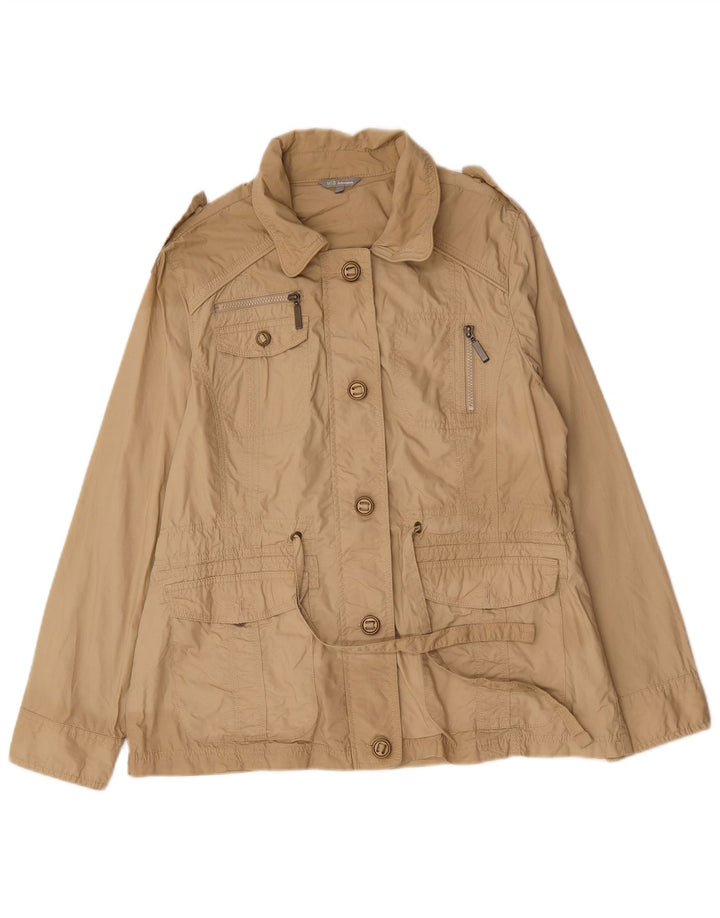 Marks & Spencer Womens Military Utility Jacket UK 16 Large Beige Cotton