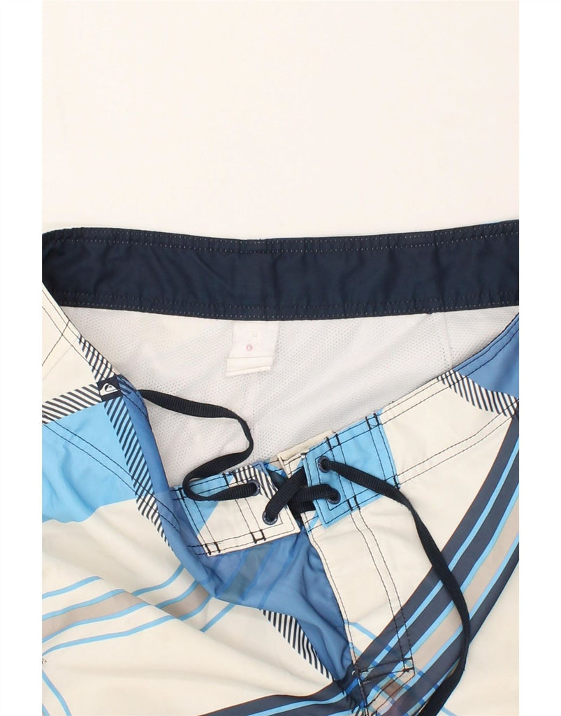 QUIKSILVER Mens Graphic Swimming Shorts XL W38 Blue Colourblock Vintage Quiksilver and Second-Hand Quiksilver from Messina Hembry 