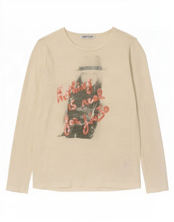 Liu Jo Girls Graphic Top Long Sleeve 11-12 Years Off White Flecked Cotton