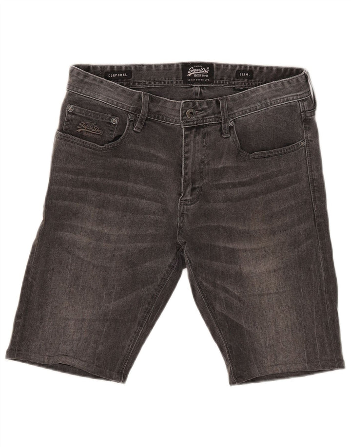 Superdry Mens Corporal Slim Denim Shorts W32 Medium Grey Cotton