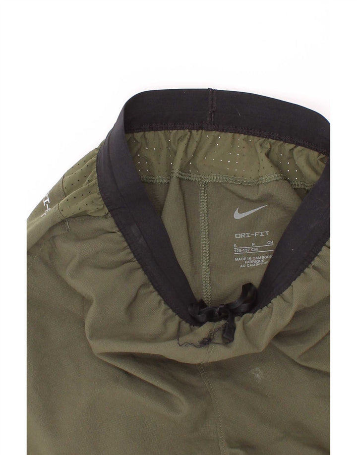 Nike Boys Dri Fit Sport Shorts 8-9 Years Small Khaki Colourblock Polyester