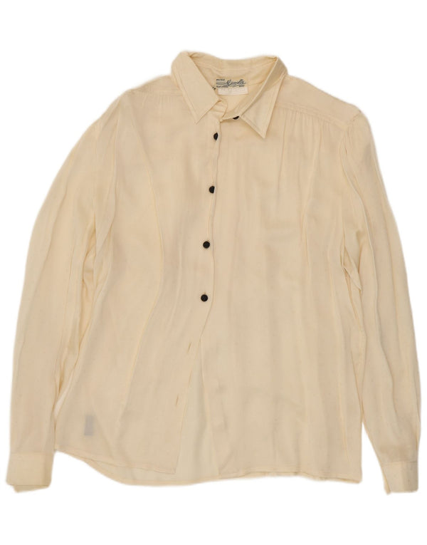 Vintage Womens Shirt Blouse IT 42 Medium Beige Silk