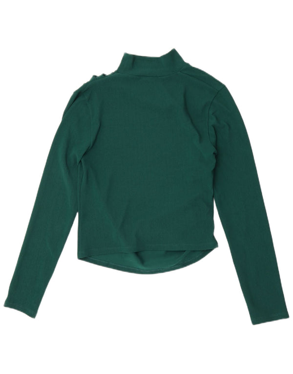 Zara Womens Crop Top Long Sleeve UK 12 Medium Green