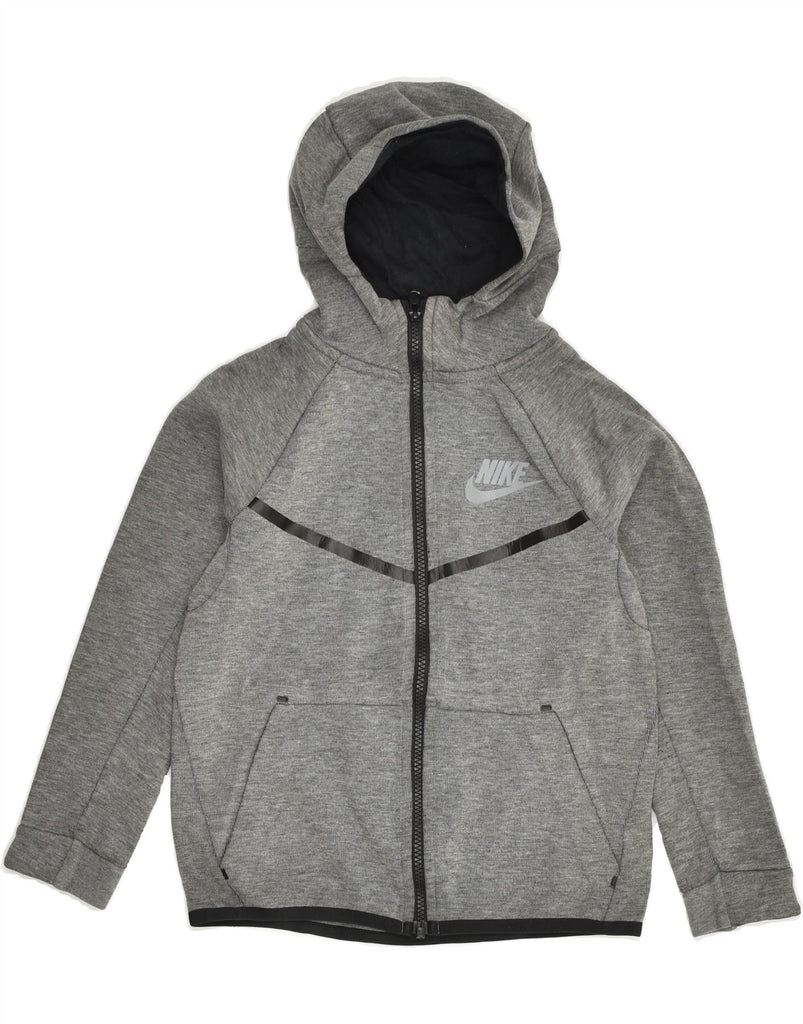 NIKE Girls Zip Hoodie Sweater 8-9 Years Grey Polyester | Vintage Nike | Thrift | Second-Hand Nike | Used Clothing | Messina Hembry 