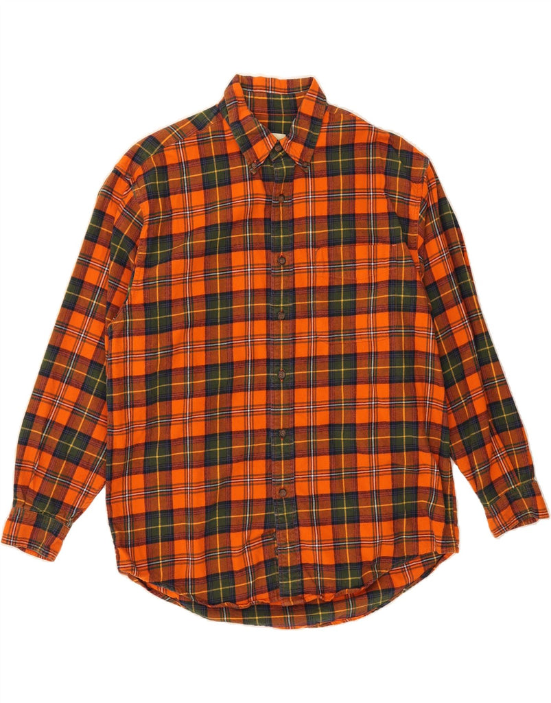 EDDIE BAUER Mens Regular Fit Flannel Shirt Medium Orange Check Cotton Vintage Eddie Bauer and Second-Hand Eddie Bauer from Messina Hembry 
