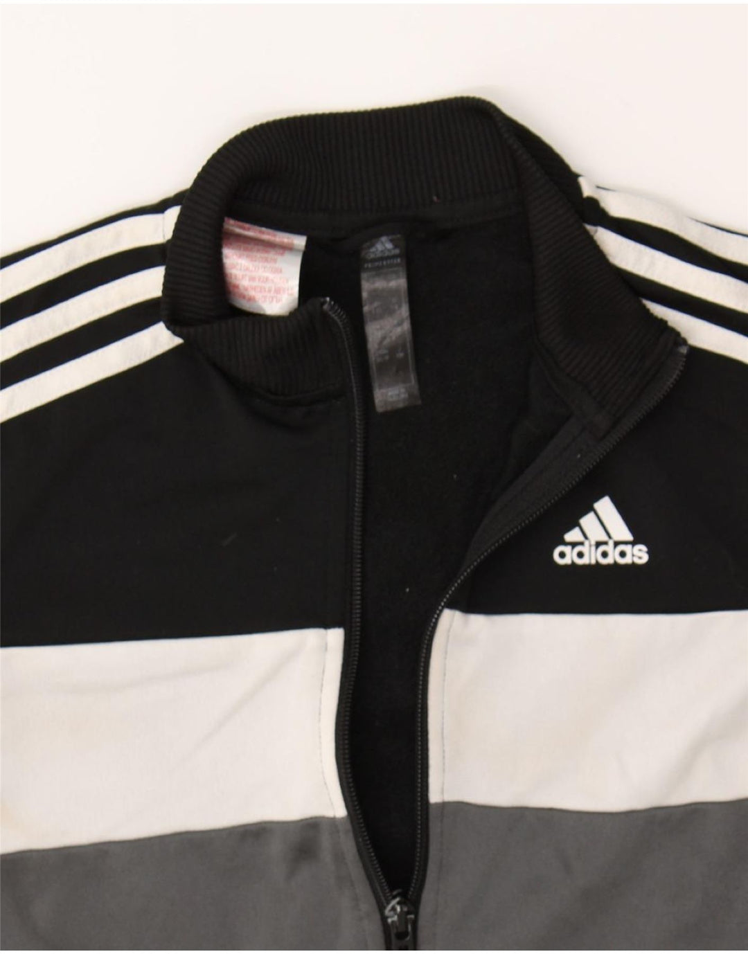ADIDAS Boys Tracksuit Top Jacket 7-8 Years Black Colourblock Polyester Vintage Adidas and Second-Hand Adidas from Messina Hembry 
