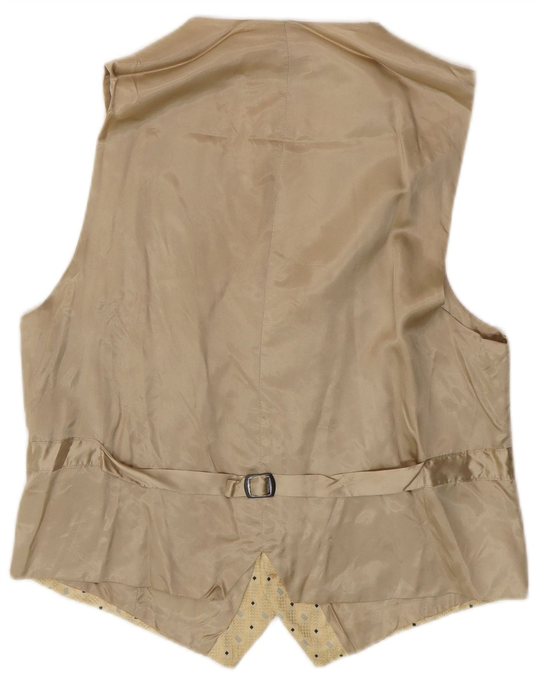 Vintage Mens Waistcoat IT 50 Medium Beige Geometric Silk