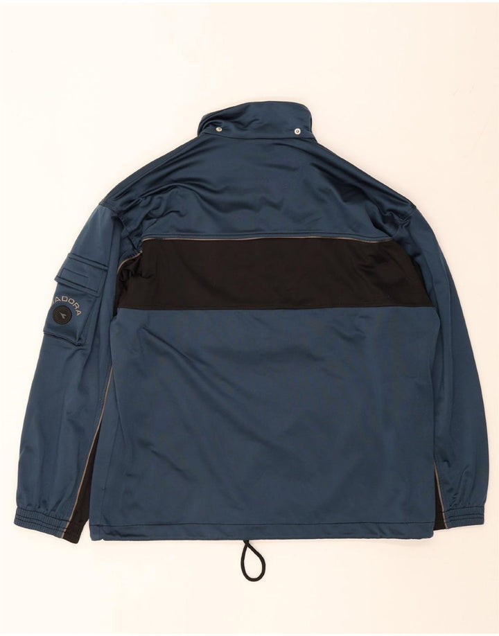 DIADORA Mens Graphic Pullover Tracksuit Top UK 38 Medium Navy Blue Vintage Diadora and Second-Hand Diadora from Messina Hembry 