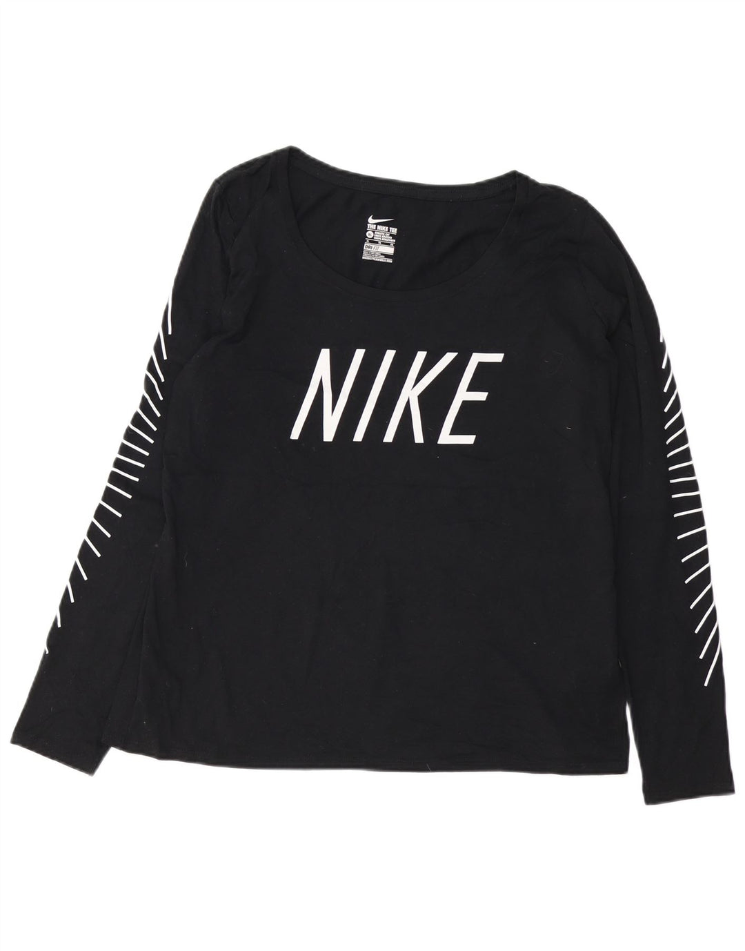 Nike Womens Athletic Cut Graphic Top Long Sleeve UK 18 XL Black Polyester
