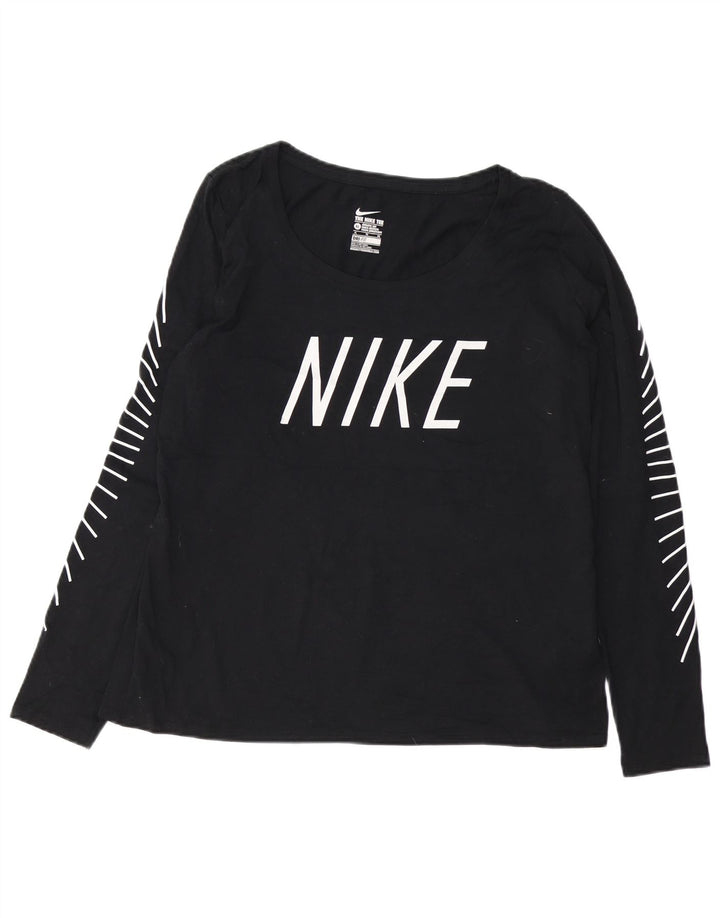Nike Womens Athletic Cut Graphic Top Long Sleeve UK 18 XL Black Polyester