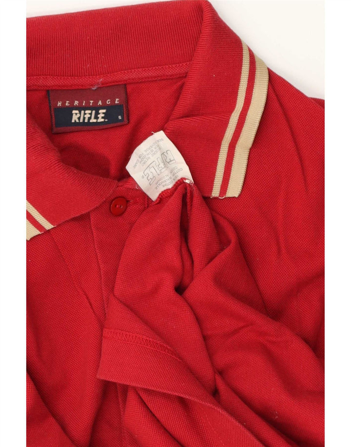 Rifle Mens Regular Fit Polo Shirt Small Red Cotton
