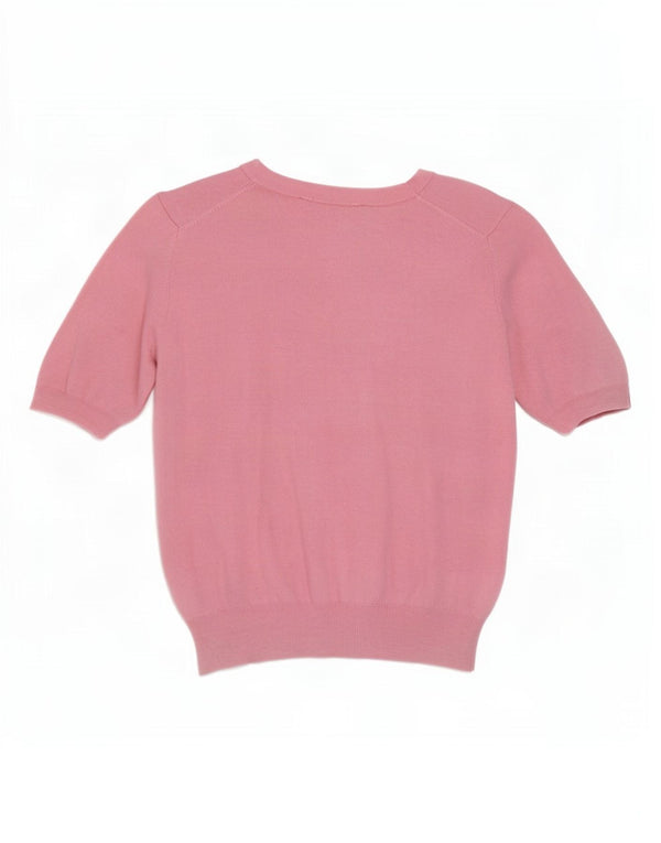 Zara Womens Crop Short Sleeve Boat Neck Jumper Sweater UK 10 Small Pink