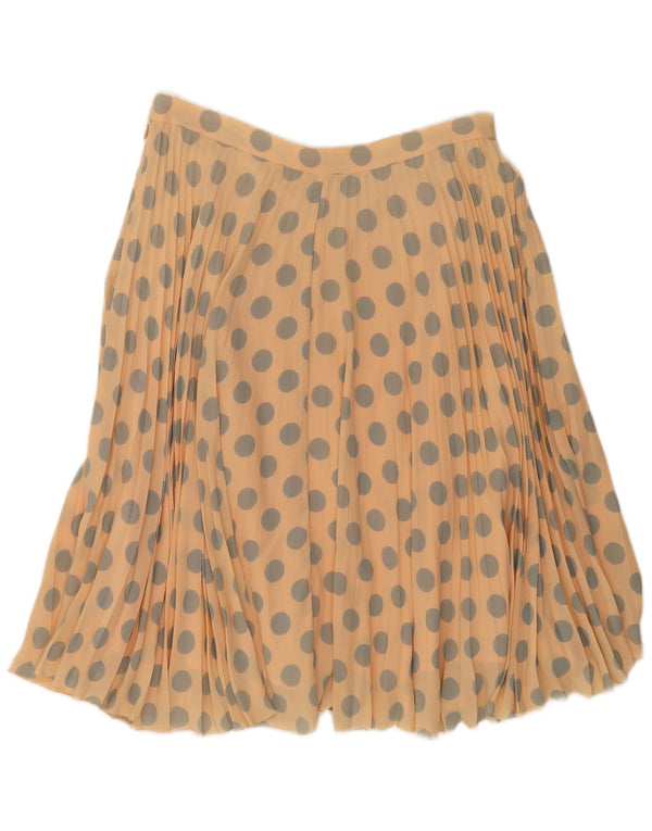 Vintage Womens High Waist Pleated A-Line Skirt IT 48 XL W30 Beige Polka Dot