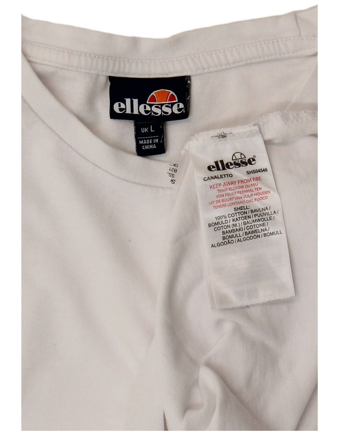 Ellesse Mens T-Shirt Top Large White Cotton
