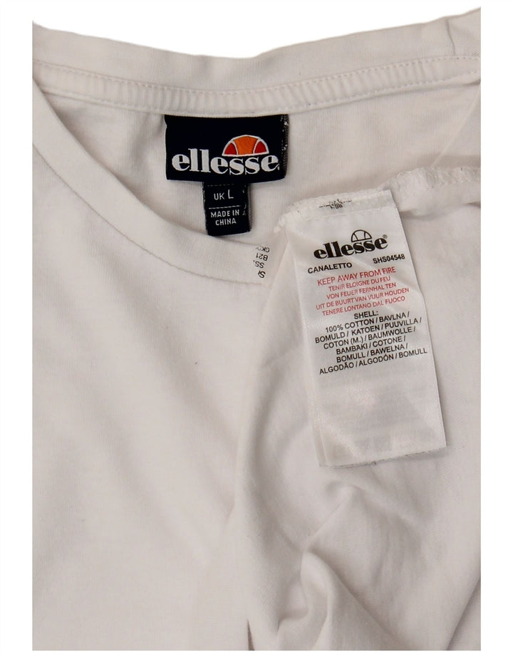 Ellesse Mens T-Shirt Top Large White Cotton