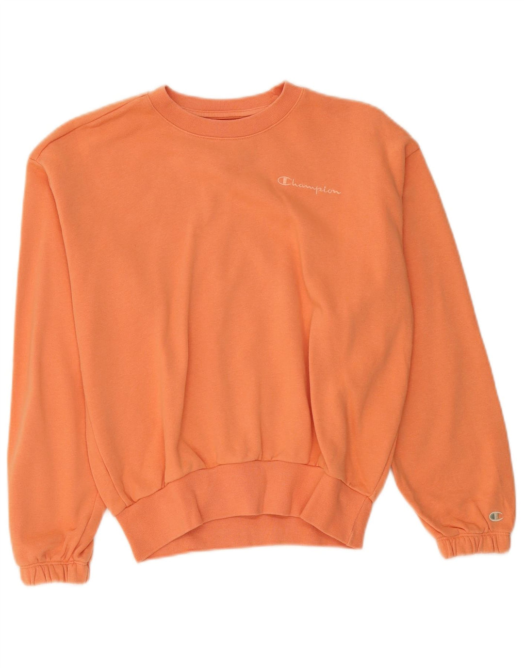 Champion Womens Oversized Sweatshirt Jumper UK 10 Small Orange Cotton