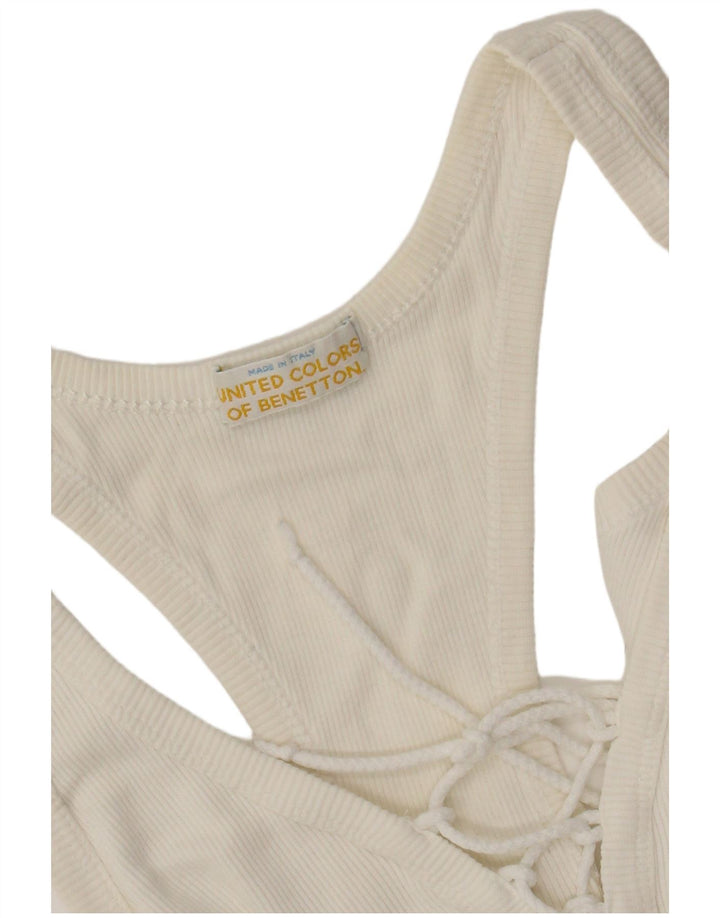 Benetton Womens Bodysuit UK 4 XS Off White