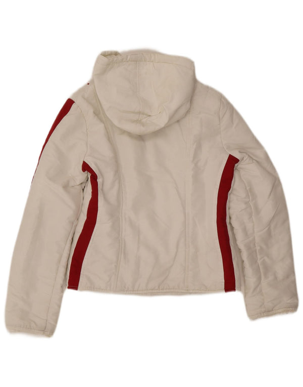 Karma Womens Hooded Padded Jacket UK 10 Small White Colourblock Polyester